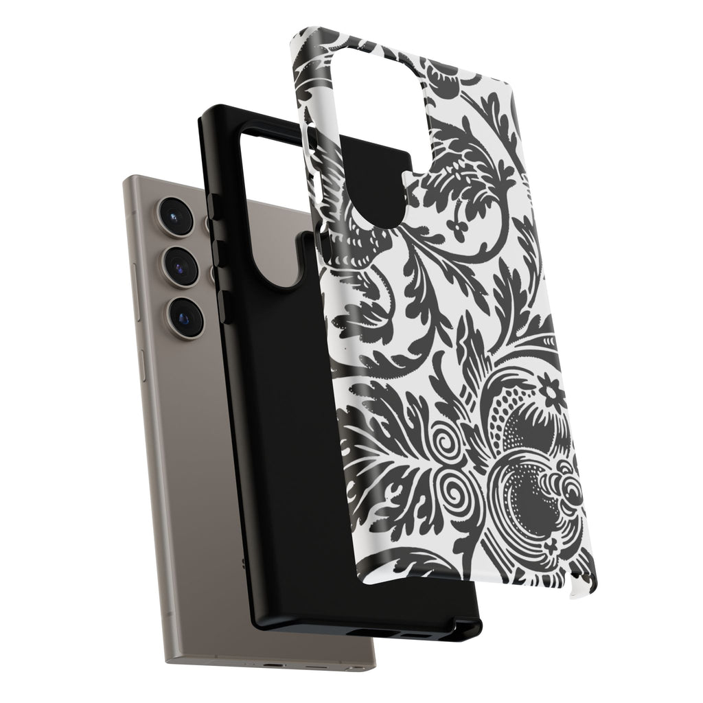 Elegant Black Floral Phone Case, Tough Cases, Stylish Phone Protection, Gift for Her, Floral Design, Trendy Accessories