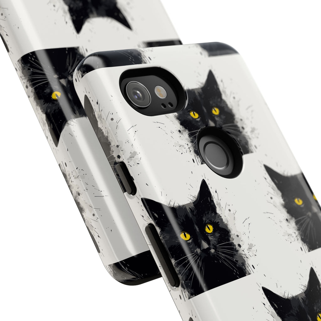Black Cat Phone Case, Tough Cases, Cat Lover Gift, Unique Design, Halloween, Animal Accessories, Custom Phone Cover