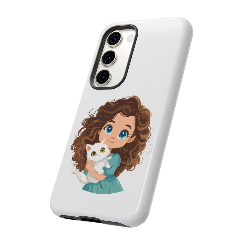 Cute Cat Lover Phone Case, Tough Phone Cover, Pet Lover Gift, Personalized Gift, Kids Phone Case, Animal Lover Accessories