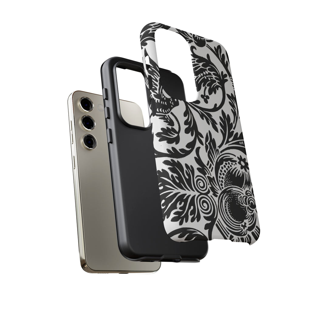 Elegant Black Floral Phone Case, Tough Cases, Stylish Phone Protection, Gift for Her, Floral Design, Trendy Accessories