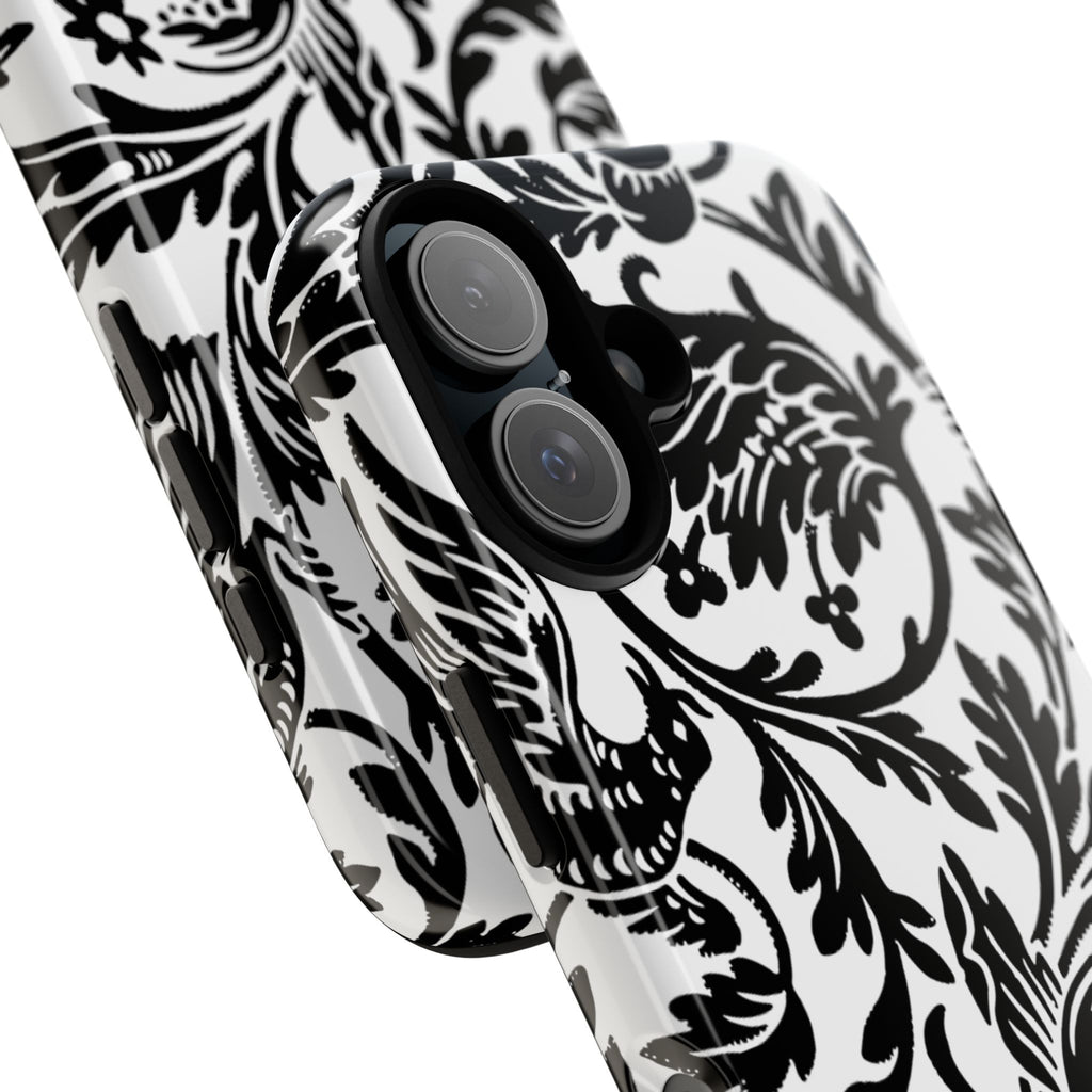 Elegant Black Floral Phone Case, Tough Cases, Stylish Phone Protection, Gift for Her, Floral Design, Trendy Accessories