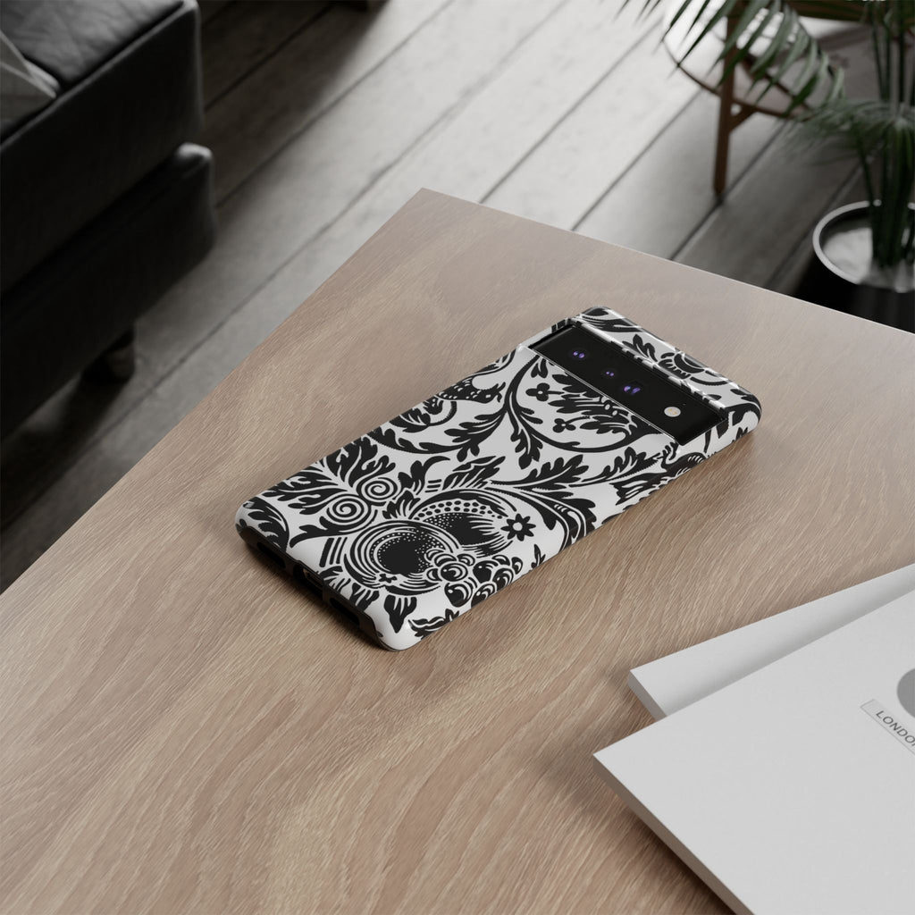 Elegant Black Floral Phone Case, Tough Cases, Stylish Phone Protection, Gift for Her, Floral Design, Trendy Accessories