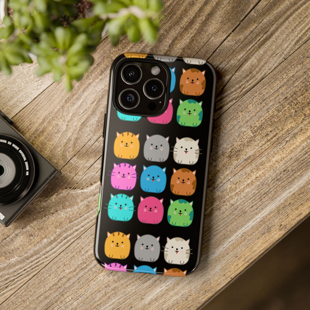 Cute Cat Phone Case, Kawaii Animal Lover Gift, Tough Phone Cover for Kids and Adults, Fun Cat Designs for Birthdays, Pet Lovers