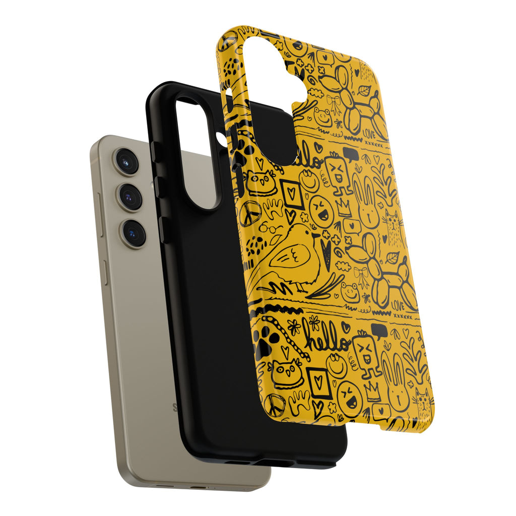 Vibrant Phone Case, Cute Yellow Floral iPhone Cover, Stylish Tough Case, Fun Phone Accessory, Perfect Gift for Teens