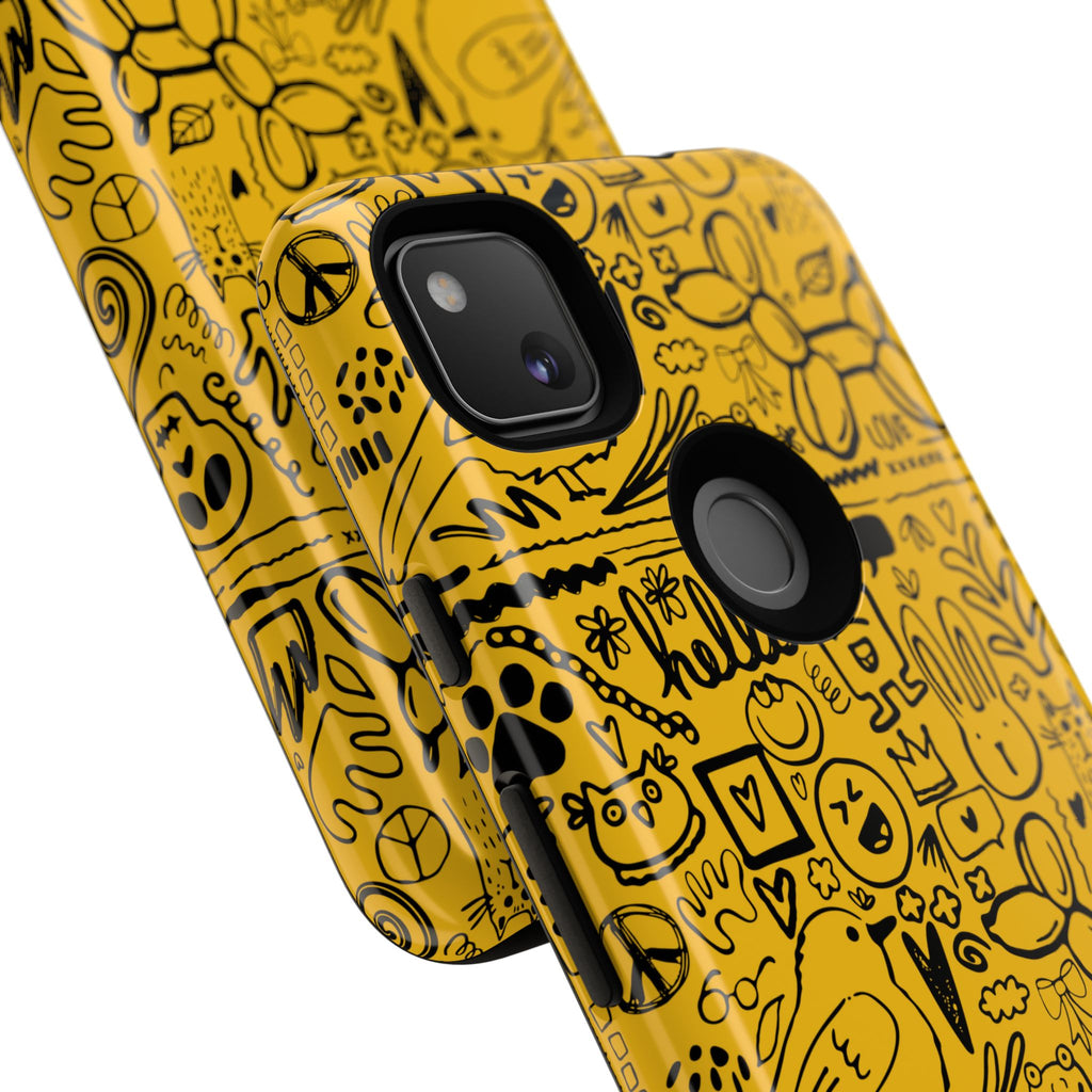 Vibrant Phone Case, Cute Yellow Floral iPhone Cover, Stylish Tough Case, Fun Phone Accessory, Perfect Gift for Teens