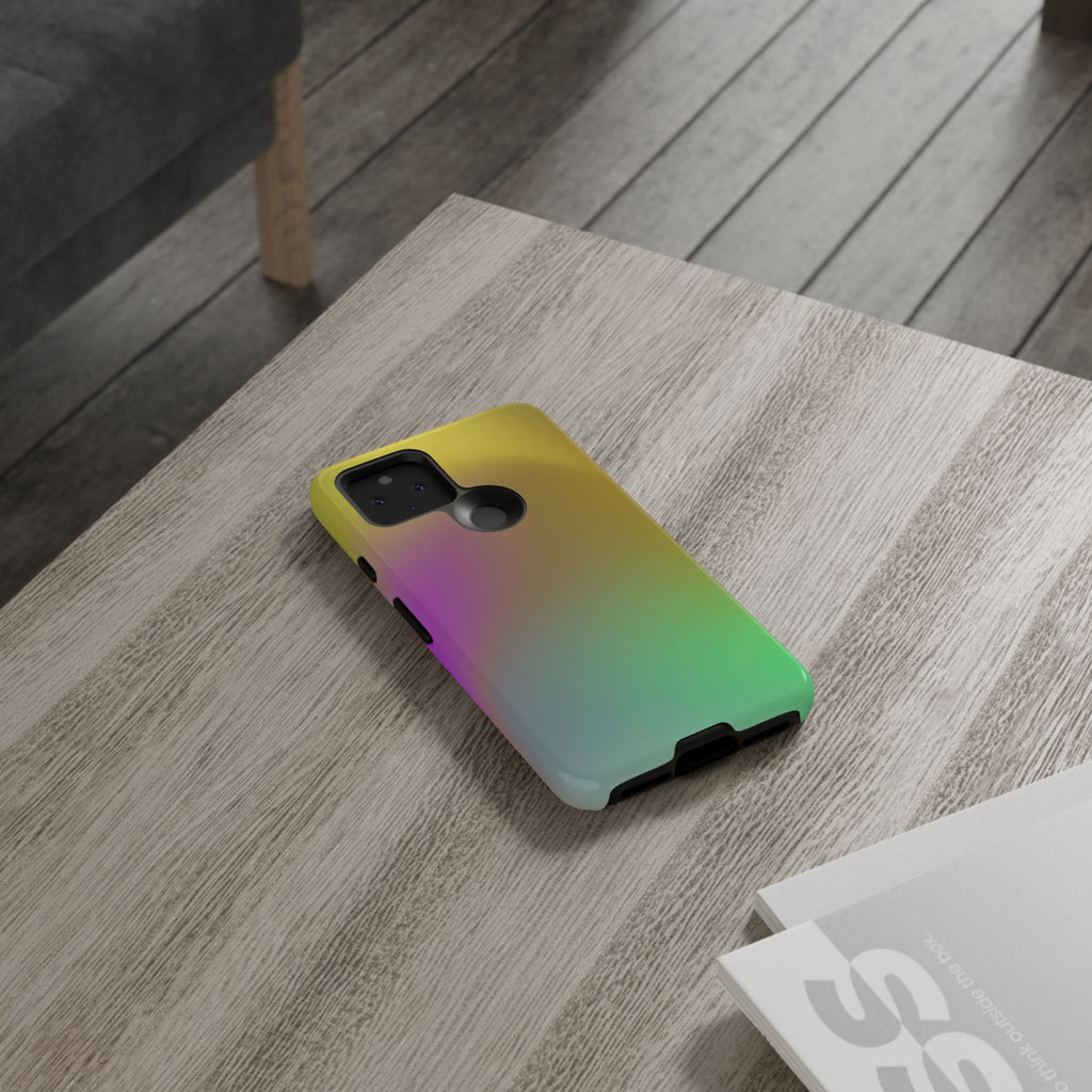 Vibrant Phone Case, Tough Cases, Colorful Phone Cover, Durable Mobile Case, Yellow Green Gradient Design