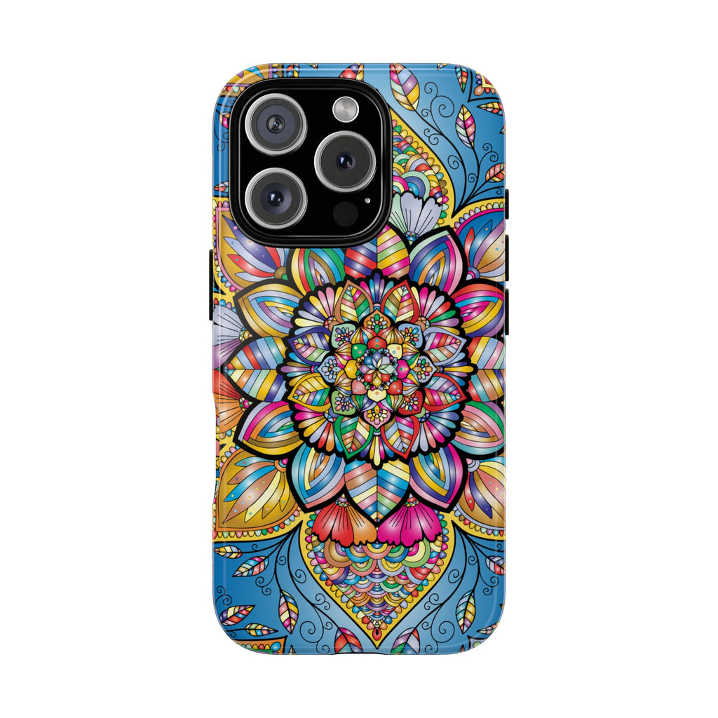 Vibrant Floral Phone Case, Tough Phone Cover, Colorful Mobile Accessory, Artistic Gift, Mandala Design, Everyday Use