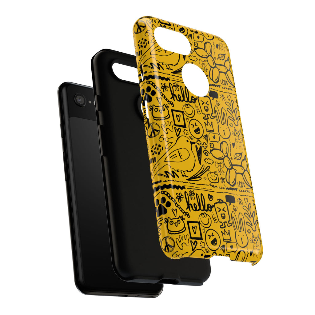 Vibrant Phone Case, Cute Yellow Floral iPhone Cover, Stylish Tough Case, Fun Phone Accessory, Perfect Gift for Teens