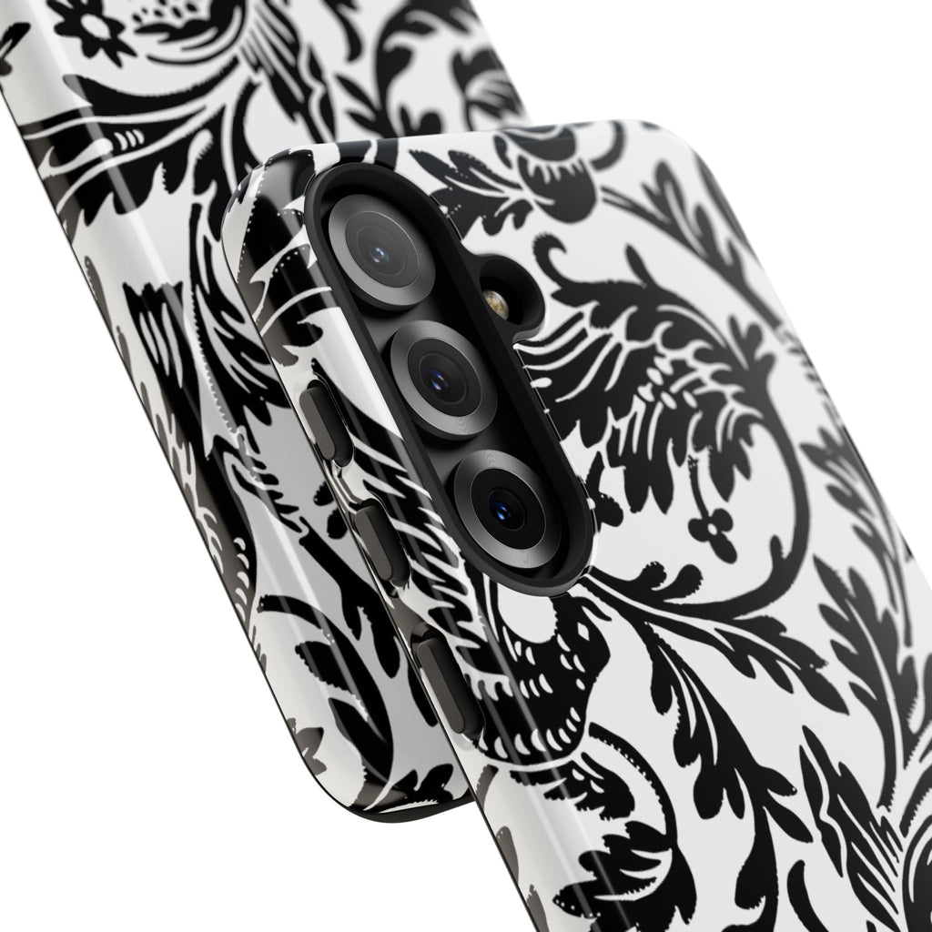 Elegant Black Floral Phone Case, Tough Cases, Stylish Phone Protection, Gift for Her, Floral Design, Trendy Accessories