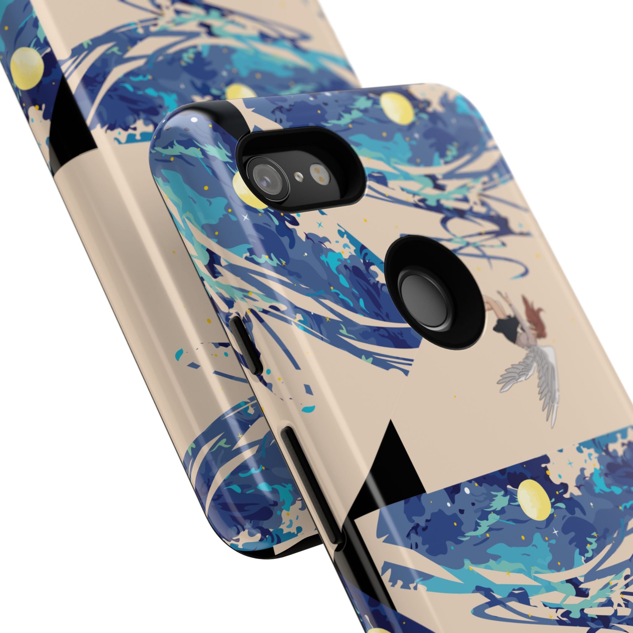 Artistic Phone Case with Abstract Design, Vivid Blue Waves and Fish, Stylish Phone Accessory, Unique Gift Idea, Trendy Tech Decor, [...]