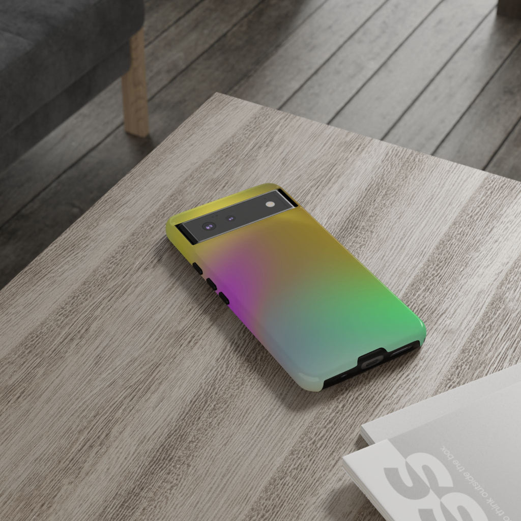 Vibrant Phone Case, Tough Cases, Colorful Phone Cover, Durable Mobile Case, Yellow Green Gradient Design