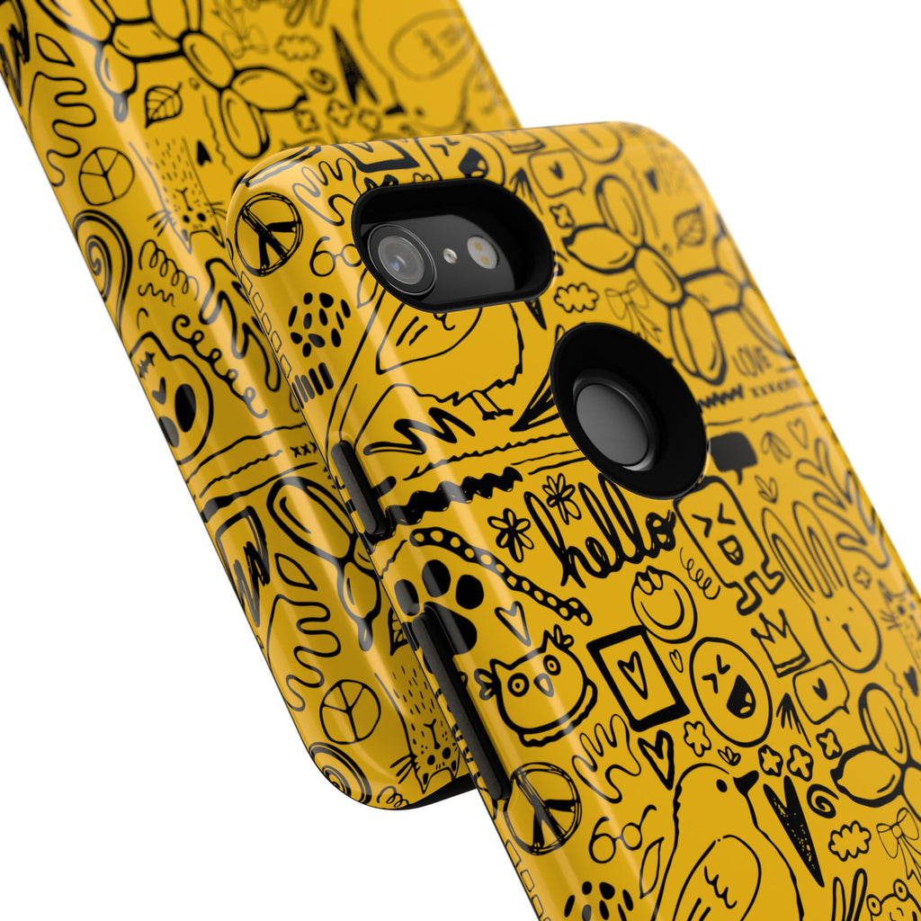 Vibrant Phone Case, Cute Yellow Floral iPhone Cover, Stylish Tough Case, Fun Phone Accessory, Perfect Gift for Teens