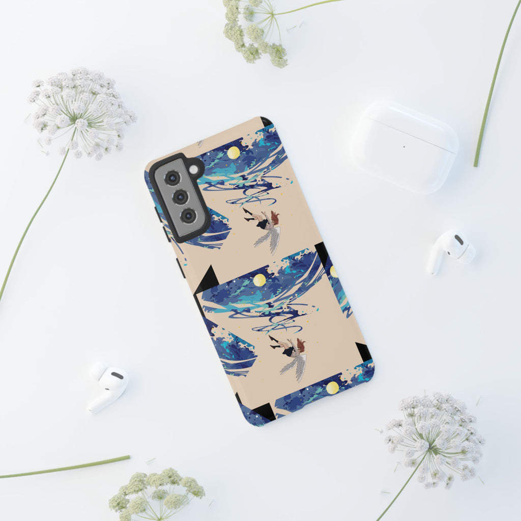 Artistic Phone Case with Abstract Design, Vivid Blue Waves and Fish, Stylish Phone Accessory, Unique Gift Idea, Trendy Tech Decor, [...]