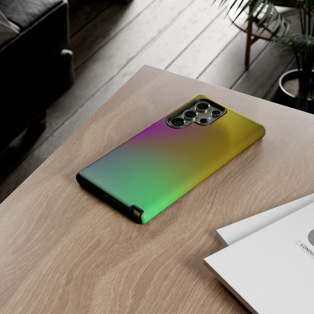 Vibrant Phone Case, Tough Cases, Colorful Phone Cover, Durable Mobile Case, Yellow Green Gradient Design