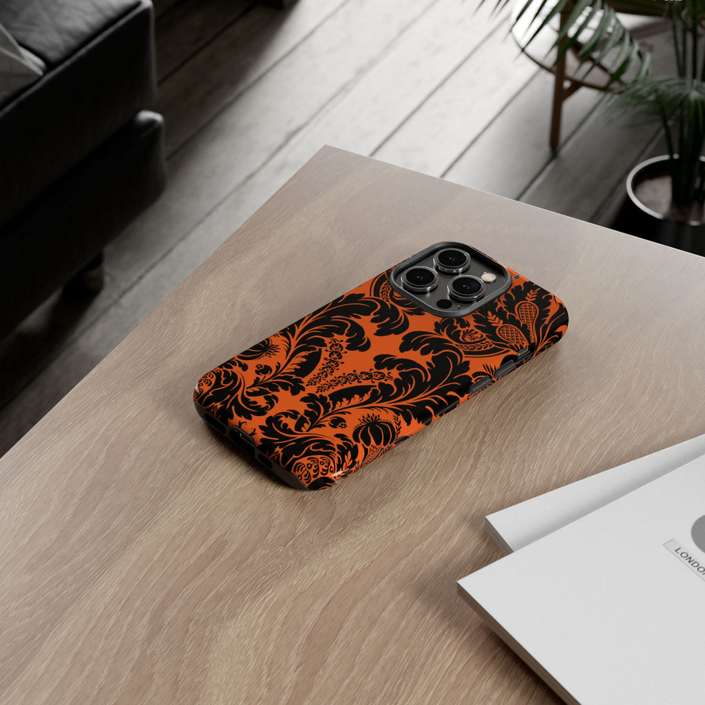 Elegant Phone Case with Orange Floral Design | Tough Cases, Smartphone Cover, Gift for Her, Floral Patterns, Stylish Accessories