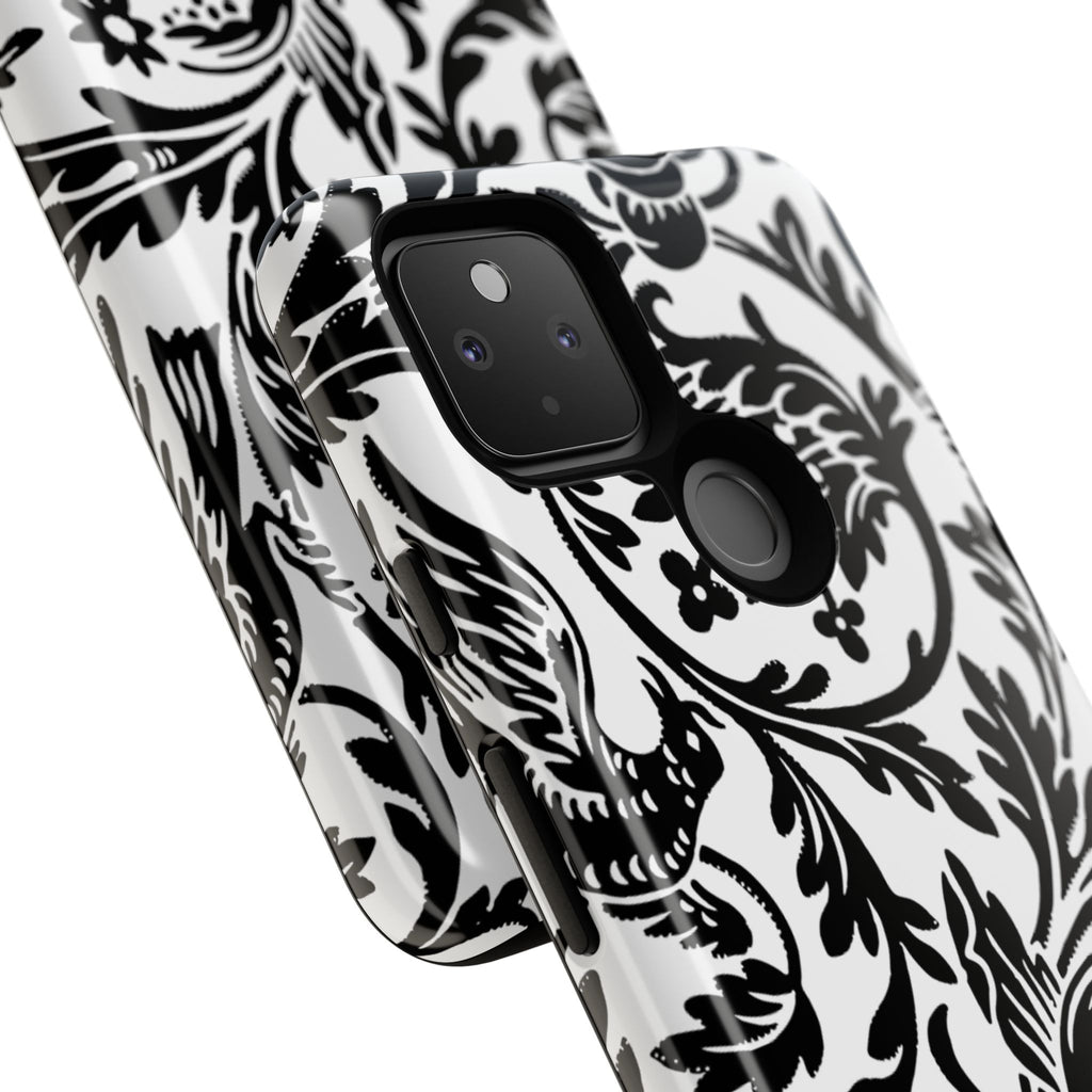 Elegant Black Floral Phone Case, Tough Cases, Stylish Phone Protection, Gift for Her, Floral Design, Trendy Accessories