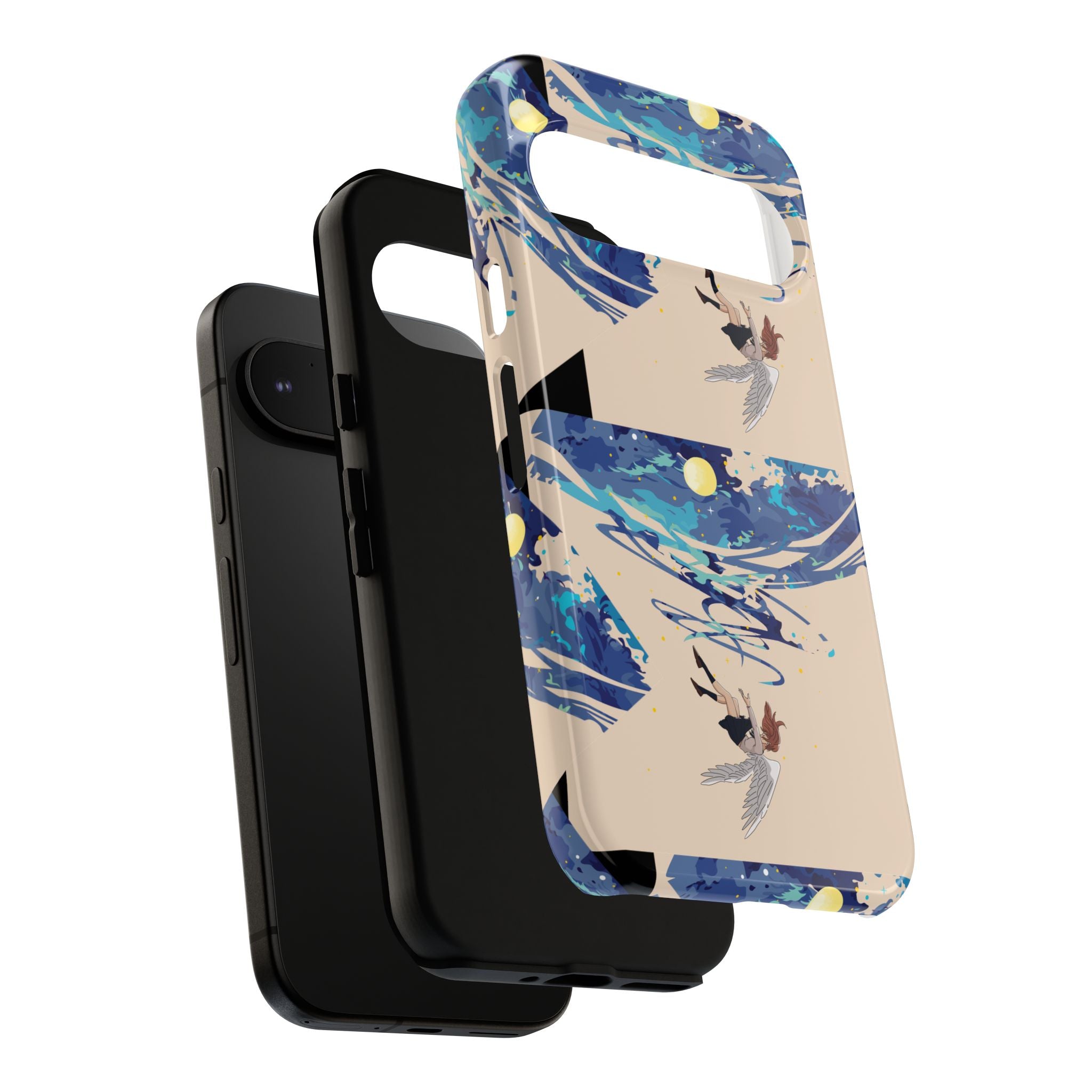 Artistic Phone Case with Abstract Design, Vivid Blue Waves and Fish, Stylish Phone Accessory, Unique Gift Idea, Trendy Tech Decor, [...]