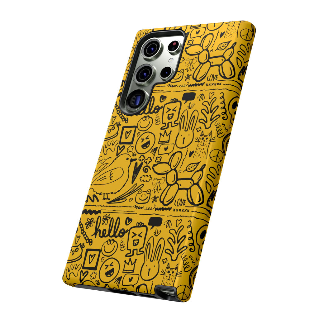 Vibrant Phone Case, Cute Yellow Floral iPhone Cover, Stylish Tough Case, Fun Phone Accessory, Perfect Gift for Teens