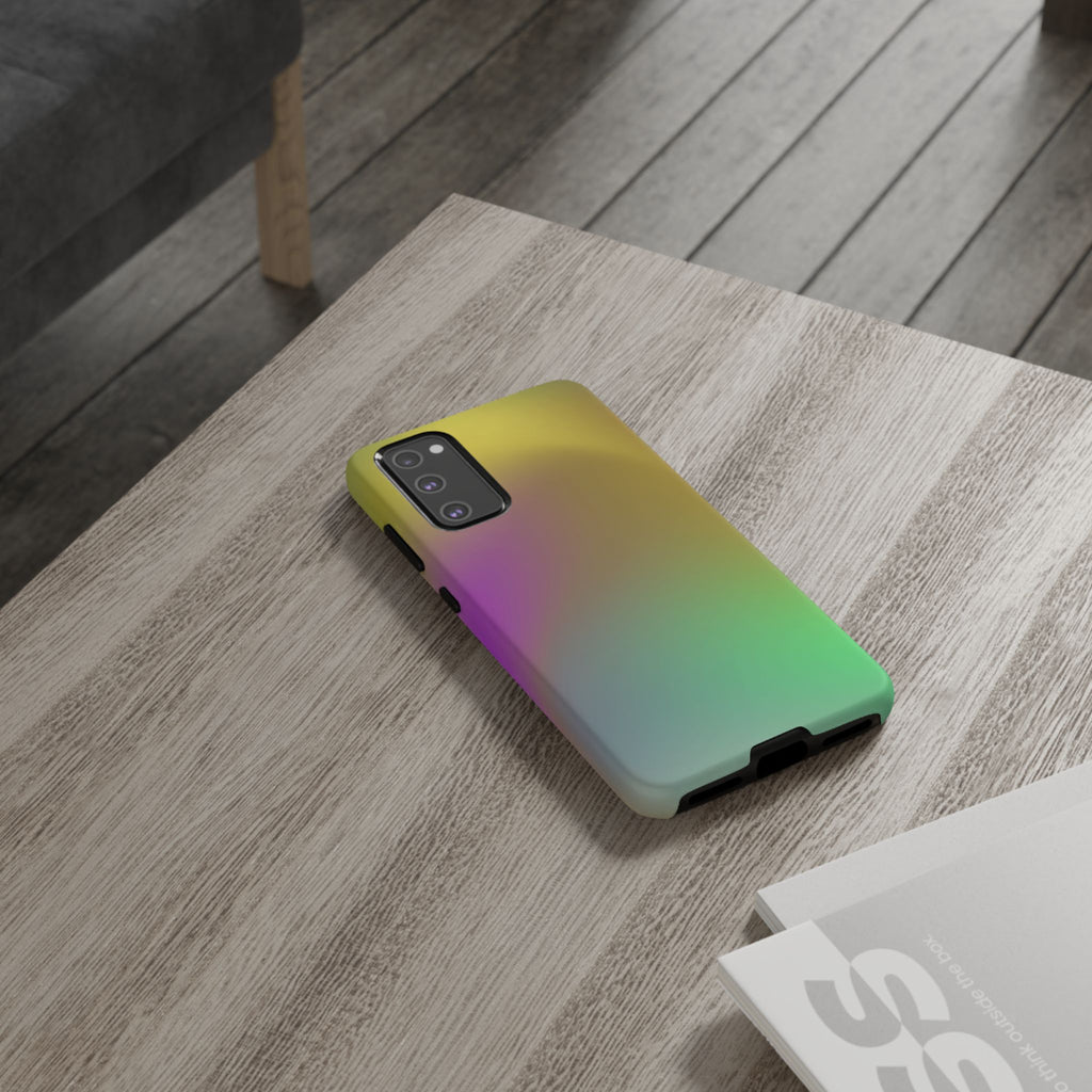 Vibrant Phone Case, Tough Cases, Colorful Phone Cover, Durable Mobile Case, Yellow Green Gradient Design