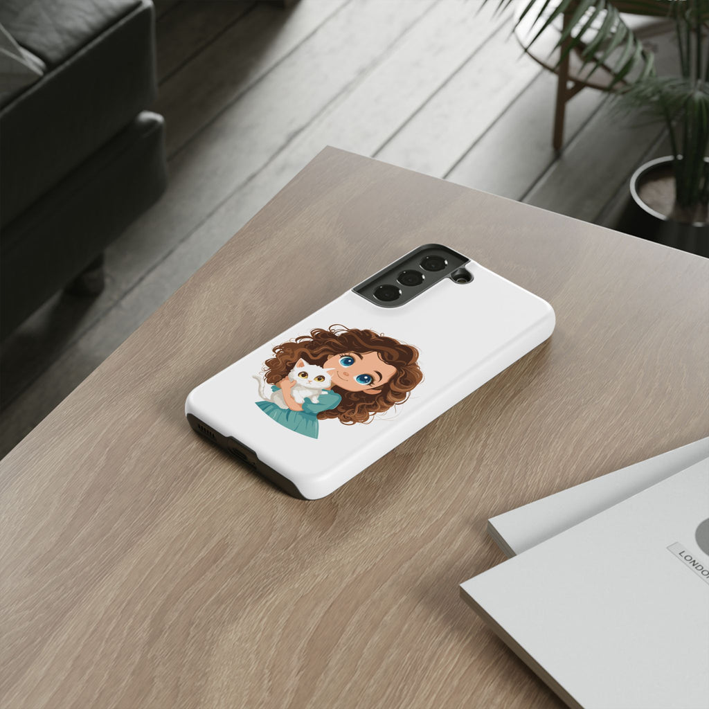 Cute Cat Lover Phone Case, Tough Phone Cover, Pet Lover Gift, Personalized Gift, Kids Phone Case, Animal Lover Accessories