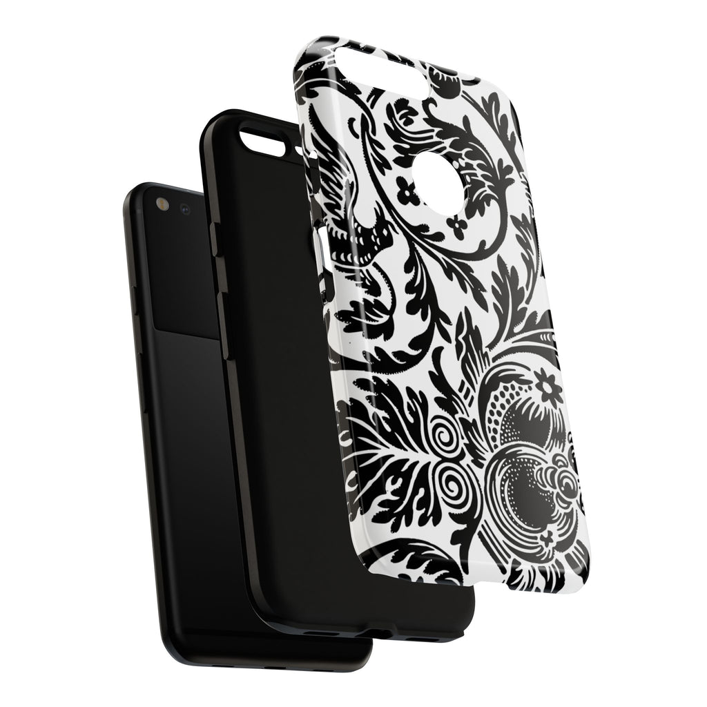 Elegant Black Floral Phone Case, Tough Cases, Stylish Phone Protection, Gift for Her, Floral Design, Trendy Accessories