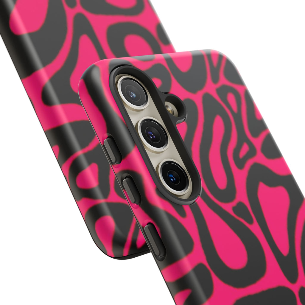 Bold Pink Patterned Phone Case, Stylish Tough Case, Trendy Accessory, Gift for Her, Tech Protection