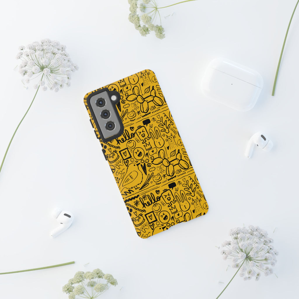 Vibrant Phone Case, Cute Yellow Floral iPhone Cover, Stylish Tough Case, Fun Phone Accessory, Perfect Gift for Teens