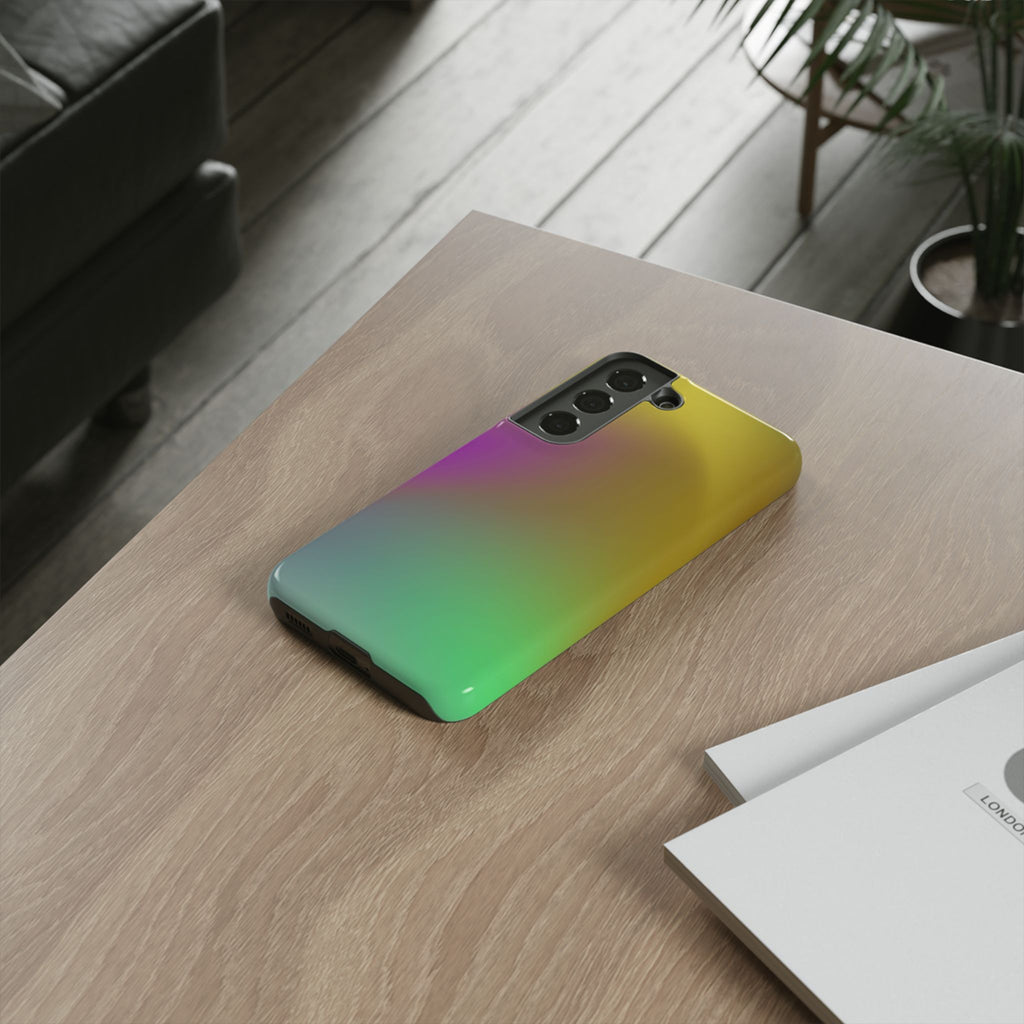Vibrant Phone Case, Tough Cases, Colorful Phone Cover, Durable Mobile Case, Yellow Green Gradient Design