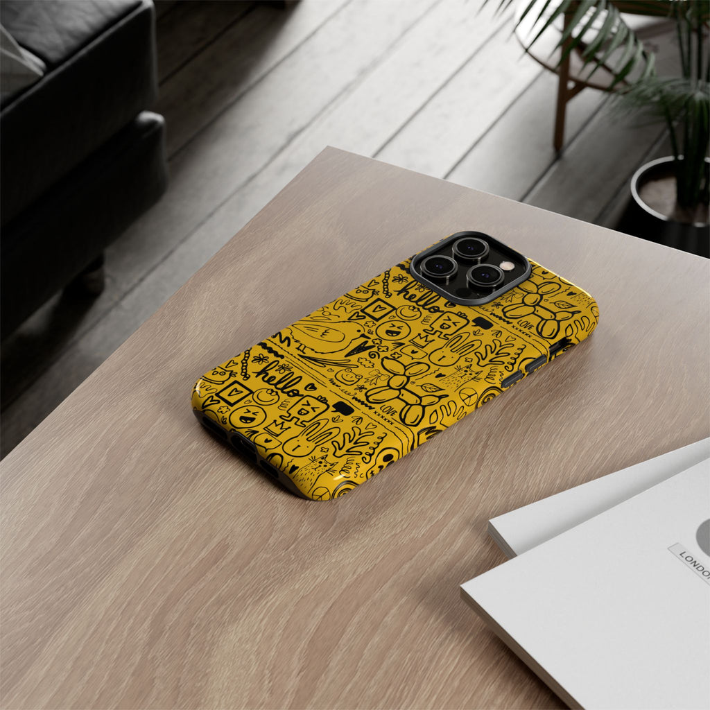 Vibrant Phone Case, Cute Yellow Floral iPhone Cover, Stylish Tough Case, Fun Phone Accessory, Perfect Gift for Teens