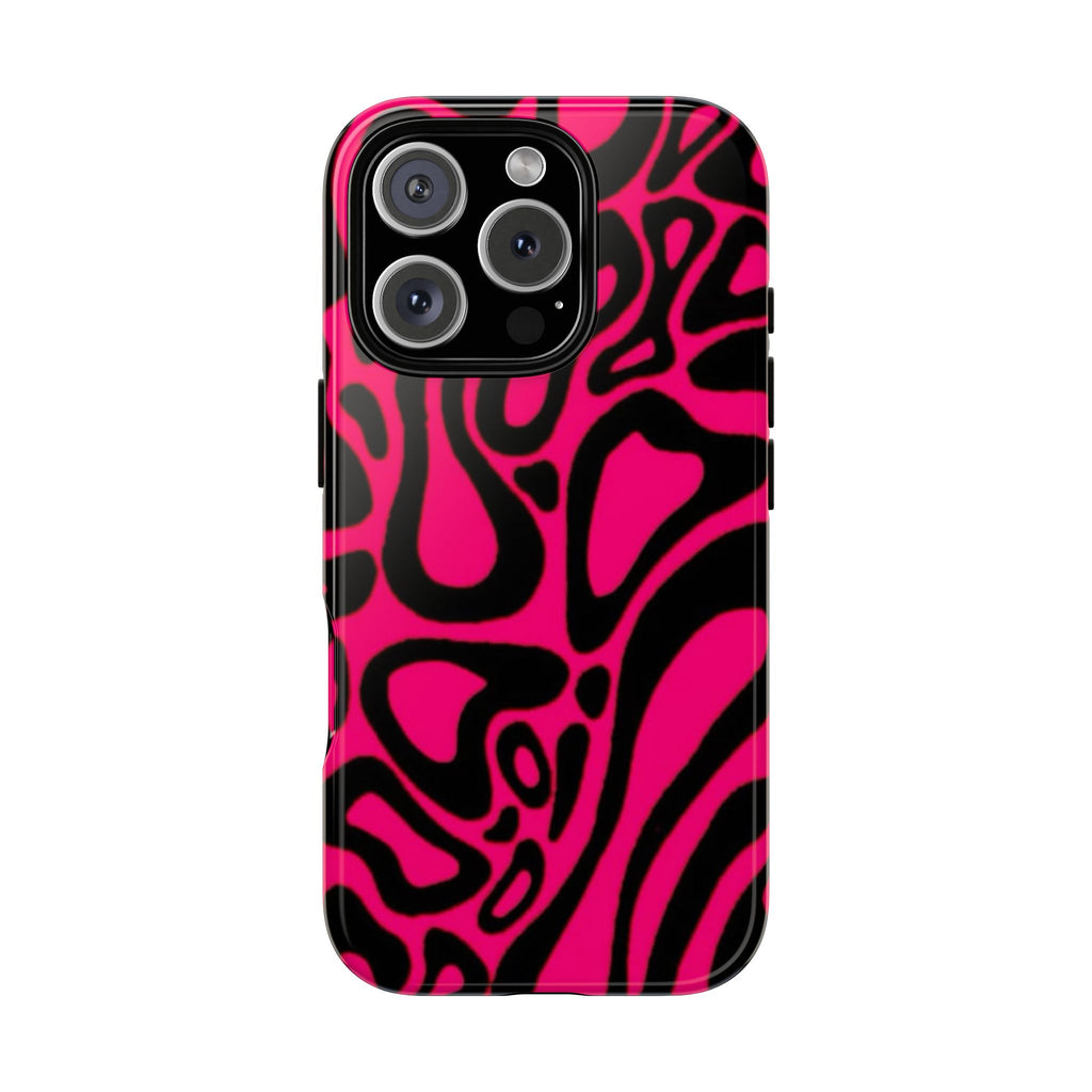 Bold Pink Patterned Phone Case, Stylish Tough Case, Trendy Accessory, Gift for Her, Tech Protection