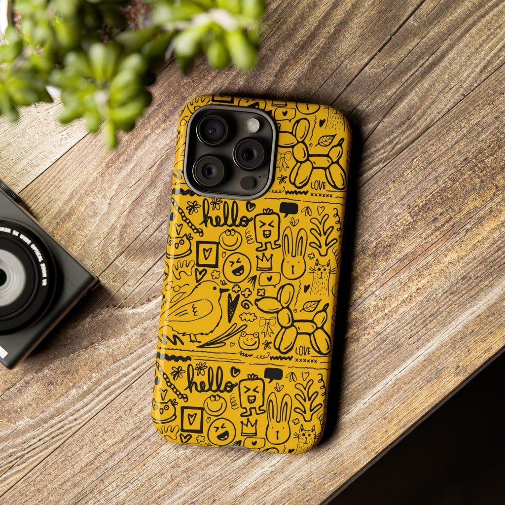 Vibrant Phone Case, Cute Yellow Floral iPhone Cover, Stylish Tough Case, Fun Phone Accessory, Perfect Gift for Teens
