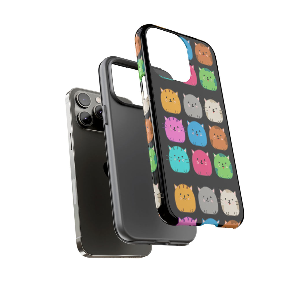 Cute Cat Phone Case, Kawaii Animal Lover Gift, Tough Phone Cover for Kids and Adults, Fun Cat Designs for Birthdays, Pet Lovers