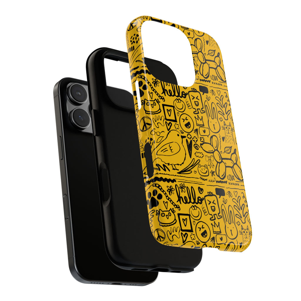 Vibrant Phone Case, Cute Yellow Floral iPhone Cover, Stylish Tough Case, Fun Phone Accessory, Perfect Gift for Teens