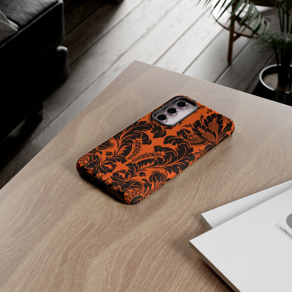 Elegant Phone Case with Orange Floral Design | Tough Cases, Smartphone Cover, Gift for Her, Floral Patterns, Stylish Accessories