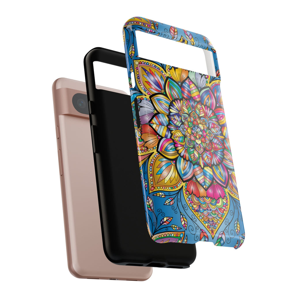 Vibrant Floral Phone Case, Tough Phone Cover, Colorful Mobile Accessory, Artistic Gift, Mandala Design, Everyday Use