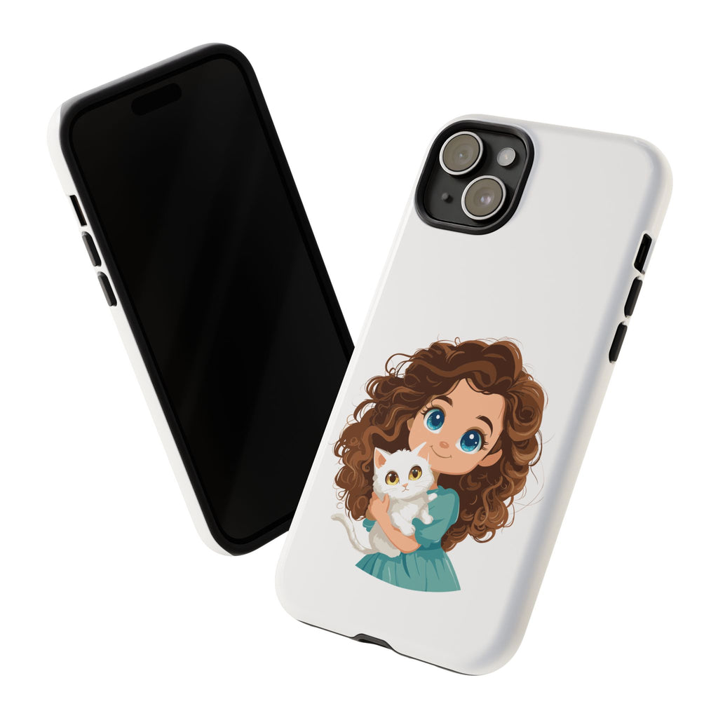 Cute Cat Lover Phone Case, Tough Phone Cover, Pet Lover Gift, Personalized Gift, Kids Phone Case, Animal Lover Accessories