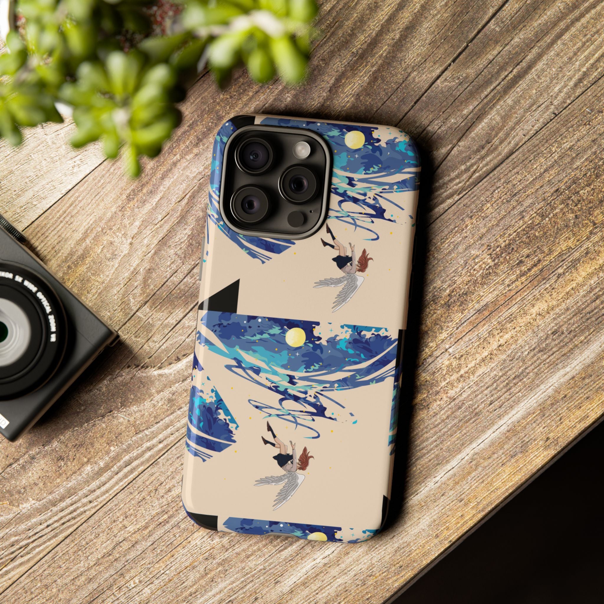 Artistic Phone Case with Abstract Design, Vivid Blue Waves and Fish, Stylish Phone Accessory, Unique Gift Idea, Trendy Tech Decor, [...]