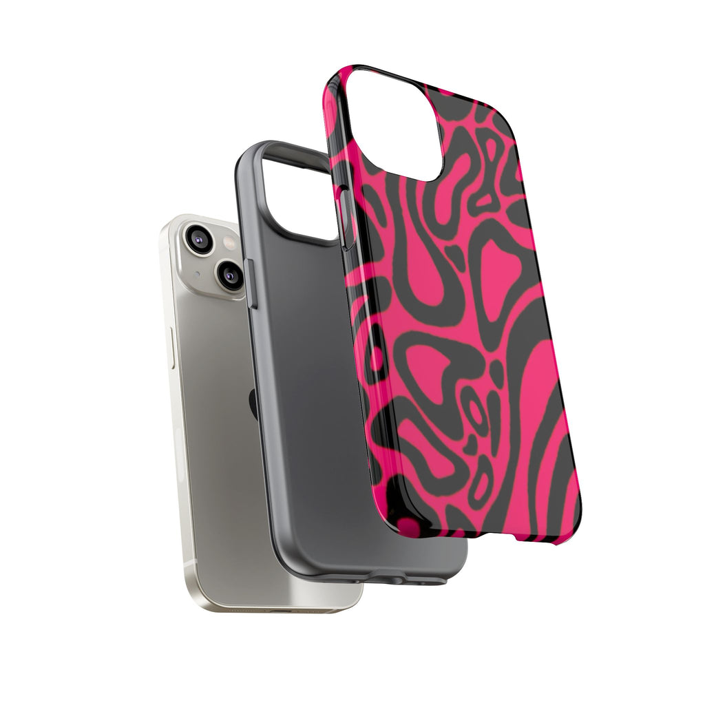 Bold Pink Patterned Phone Case, Stylish Tough Case, Trendy Accessory, Gift for Her, Tech Protection