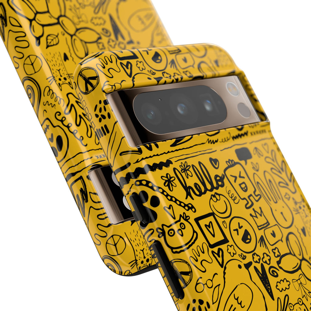 Vibrant Phone Case, Cute Yellow Floral iPhone Cover, Stylish Tough Case, Fun Phone Accessory, Perfect Gift for Teens
