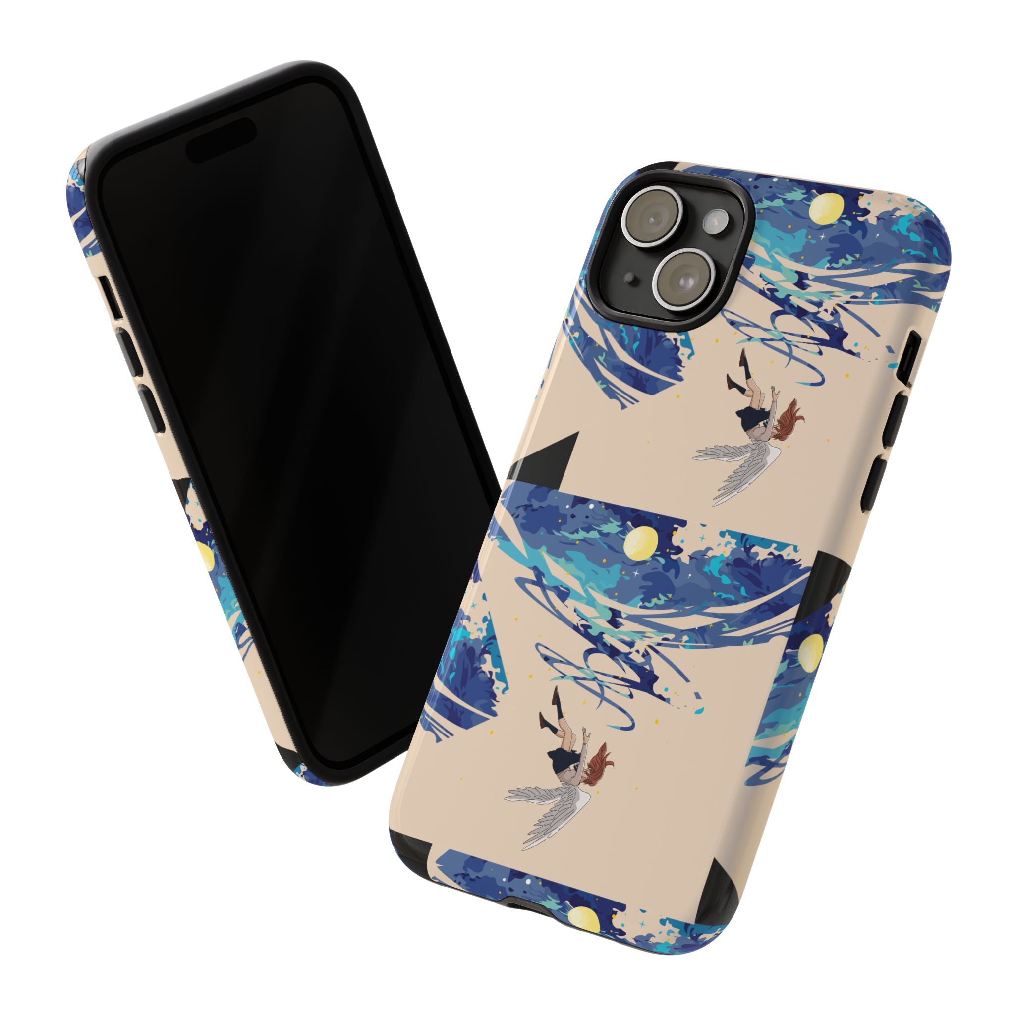 Artistic Phone Case with Abstract Design, Vivid Blue Waves and Fish, Stylish Phone Accessory, Unique Gift Idea, Trendy Tech Decor, [...]
