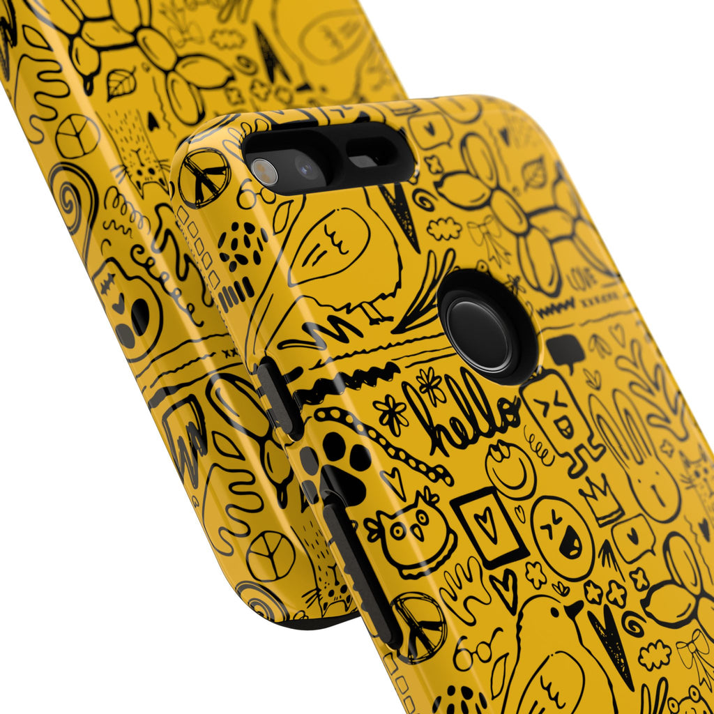 Vibrant Phone Case, Cute Yellow Floral iPhone Cover, Stylish Tough Case, Fun Phone Accessory, Perfect Gift for Teens