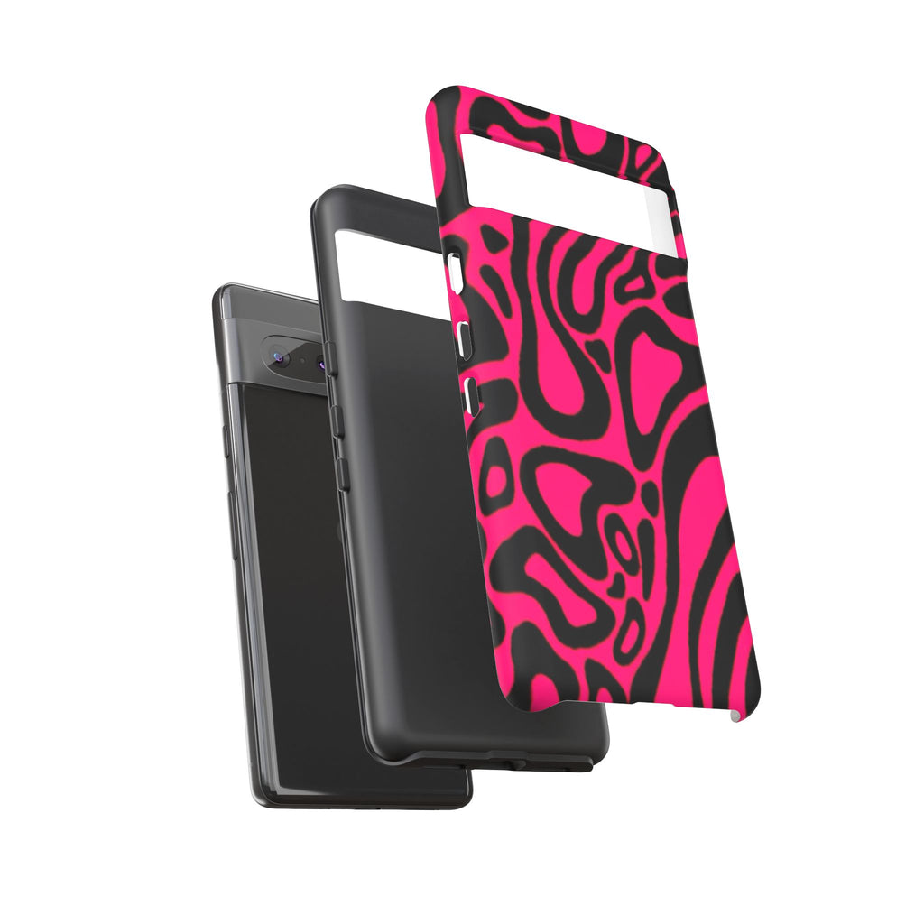 Bold Pink Patterned Phone Case, Stylish Tough Case, Trendy Accessory, Gift for Her, Tech Protection