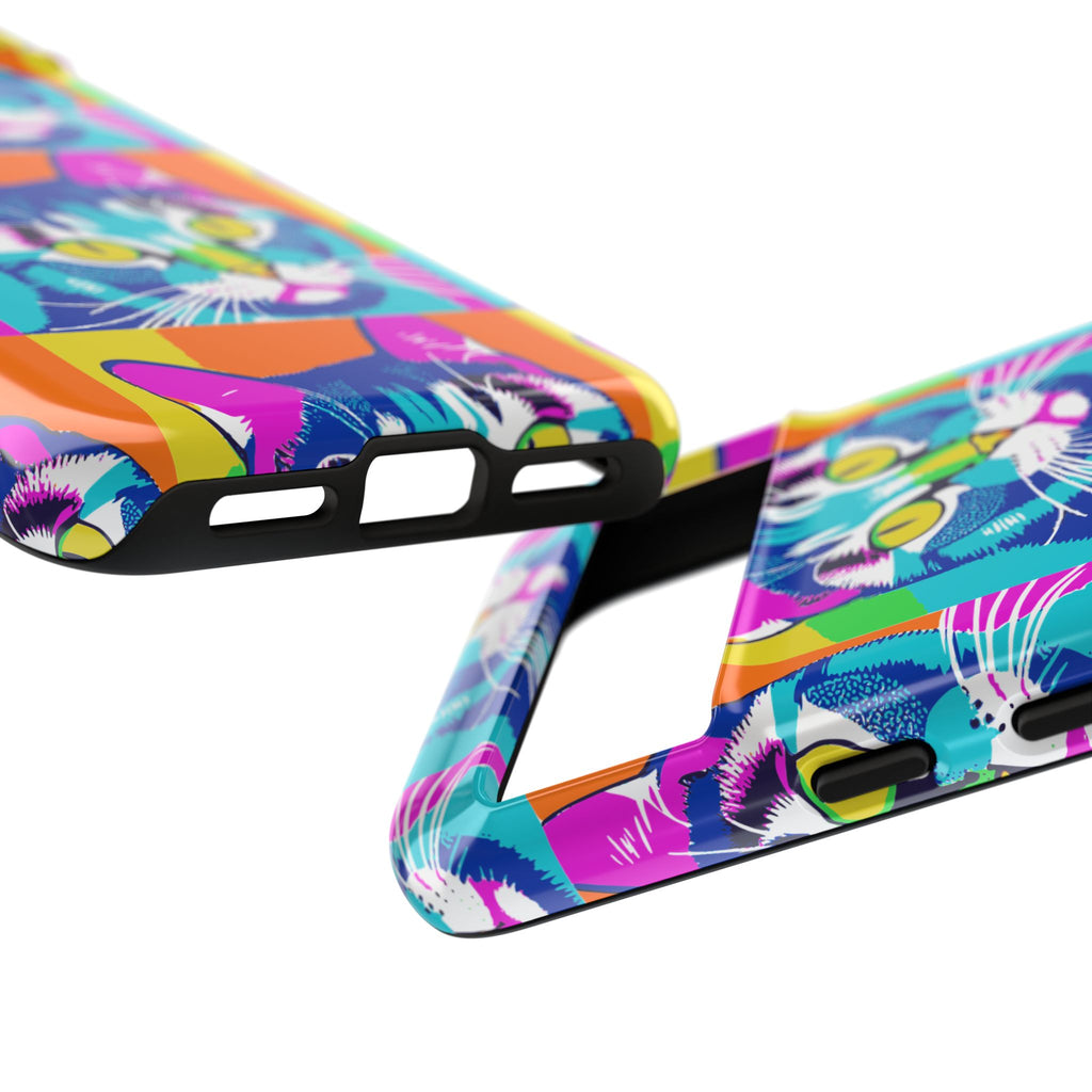 Colorful Cat Phone Case, Vibrant Animal Cover, Unique Pet Lover Gift, Fun Pop Art Style, Trendy Gadget Accessory