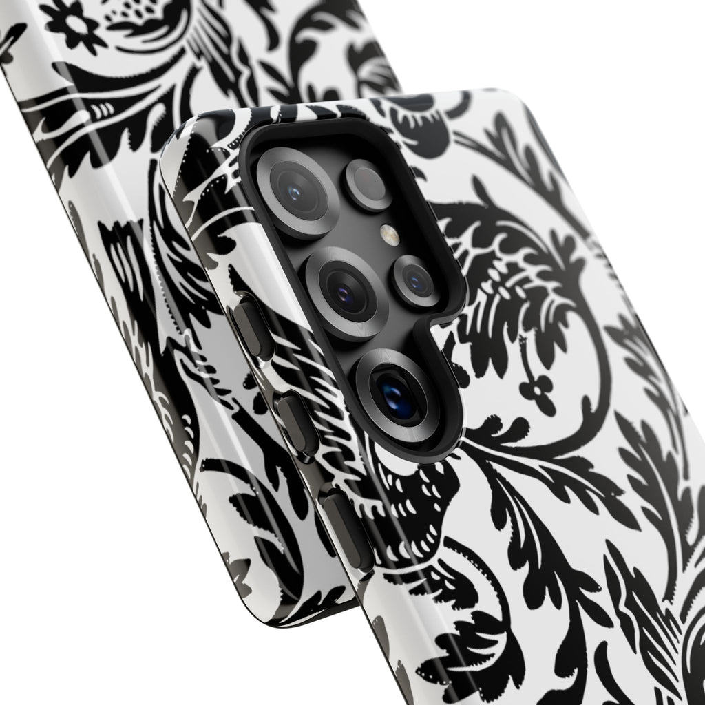 Elegant Black Floral Phone Case, Tough Cases, Stylish Phone Protection, Gift for Her, Floral Design, Trendy Accessories