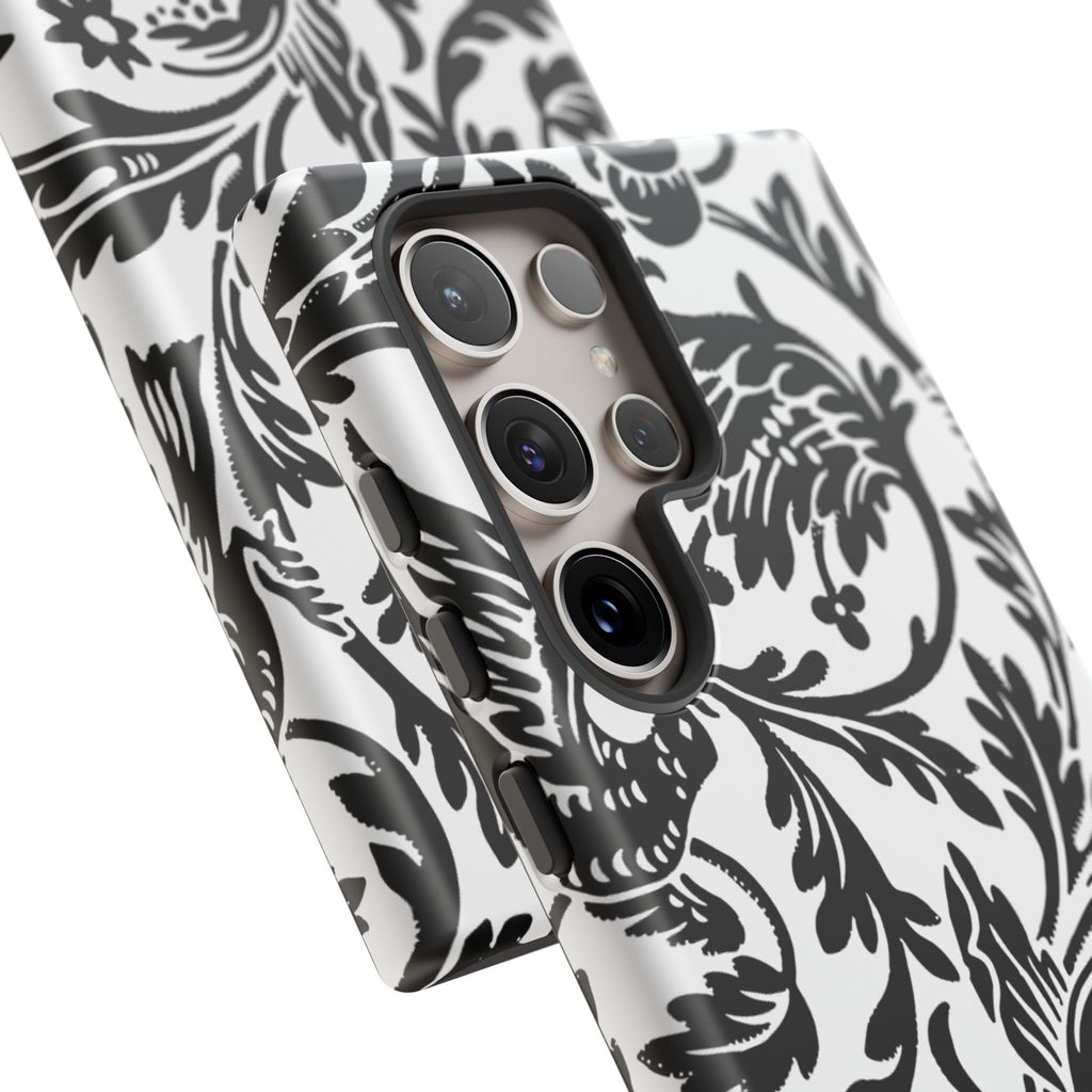 Elegant Black Floral Phone Case, Tough Cases, Stylish Phone Protection, Gift for Her, Floral Design, Trendy Accessories