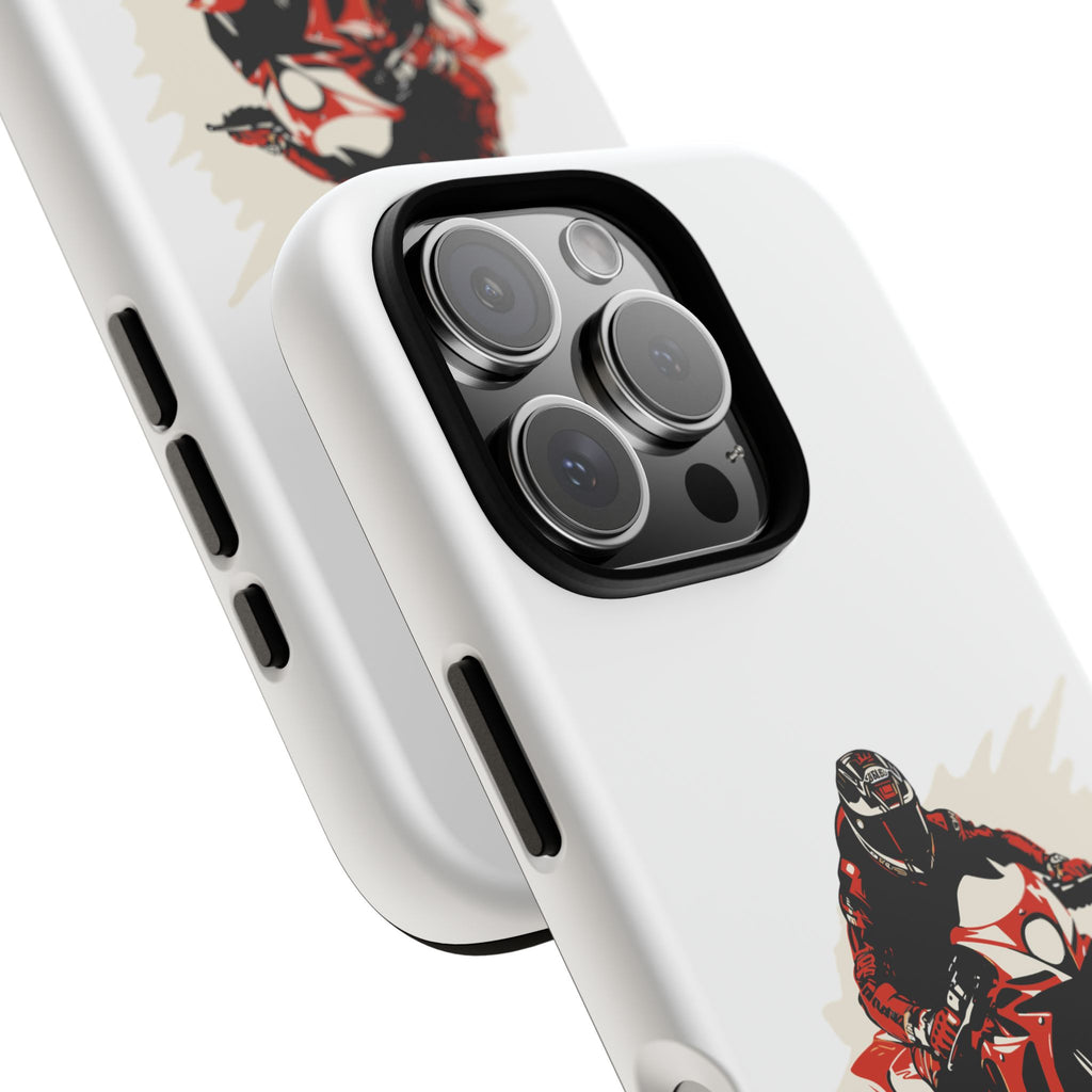Motorcycle Phone Case, Tough Cases for Riders, Biker Accessory, Gifts for Motorcyclists, Red Bike Design