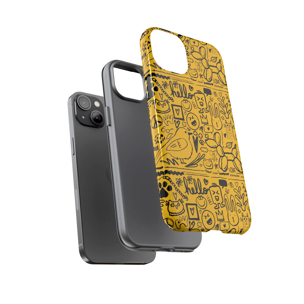 Vibrant Phone Case, Cute Yellow Floral iPhone Cover, Stylish Tough Case, Fun Phone Accessory, Perfect Gift for Teens