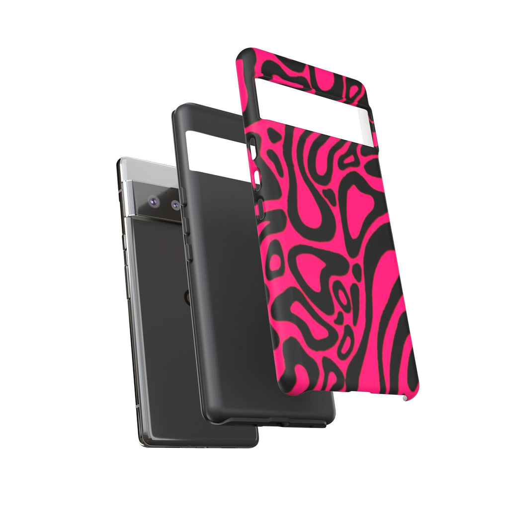 Bold Pink Patterned Phone Case, Stylish Tough Case, Trendy Accessory, Gift for Her, Tech Protection