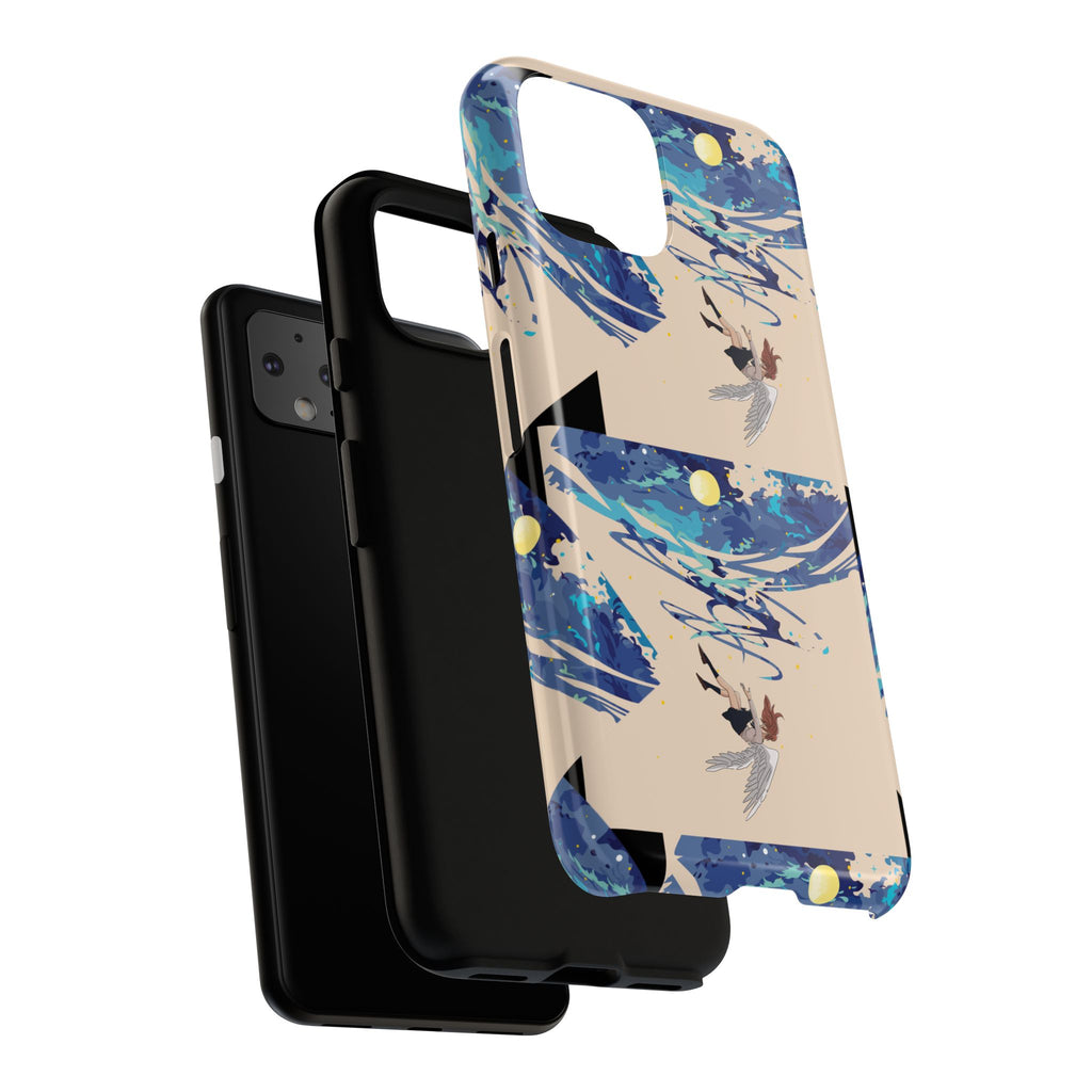 Artistic Phone Case with Abstract Design, Vivid Blue Waves and Fish, Stylish Phone Accessory, Unique Gift Idea, Trendy Tech Decor, [...]