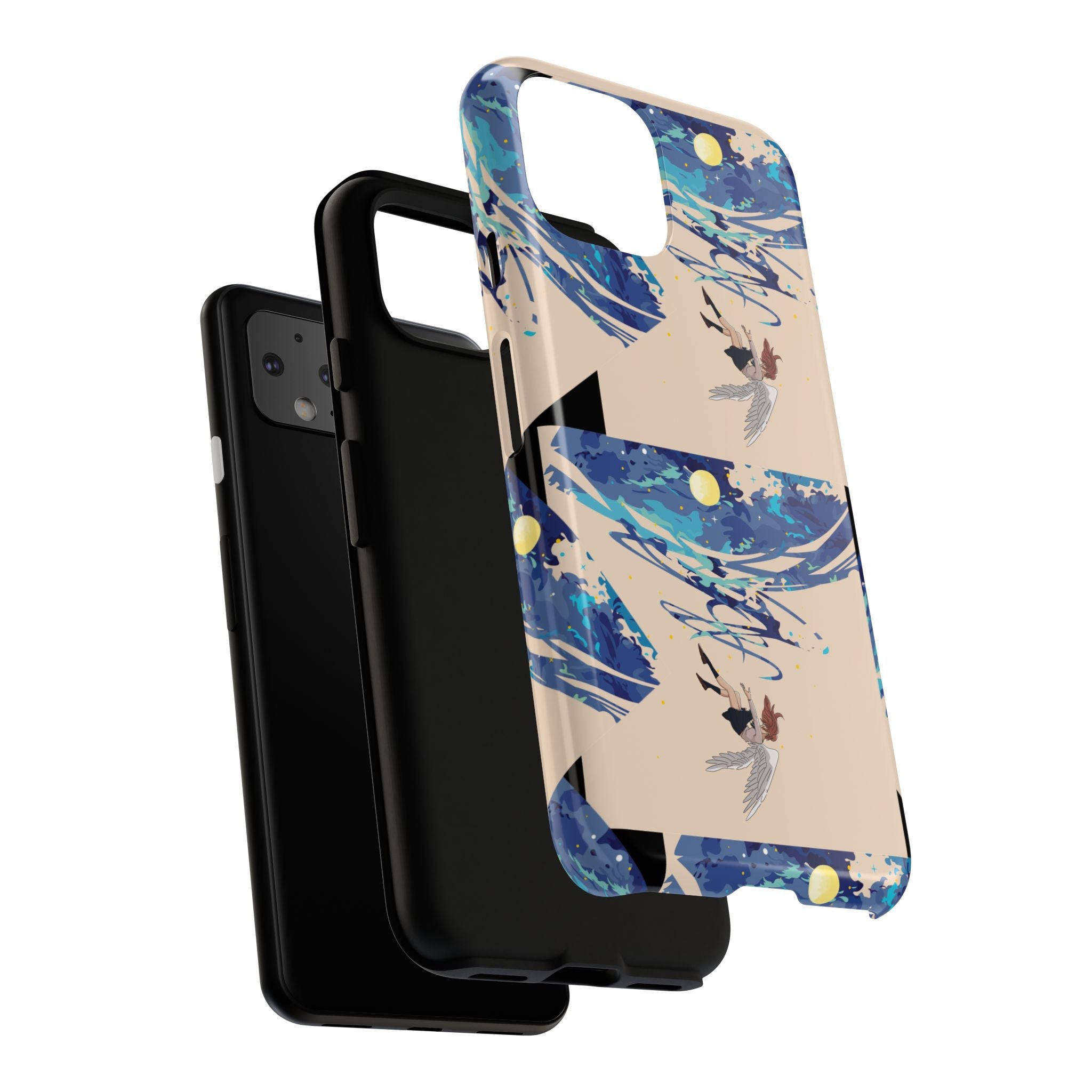 Artistic Phone Case with Abstract Design, Vivid Blue Waves and Fish, Stylish Phone Accessory, Unique Gift Idea, Trendy Tech Decor, [...]